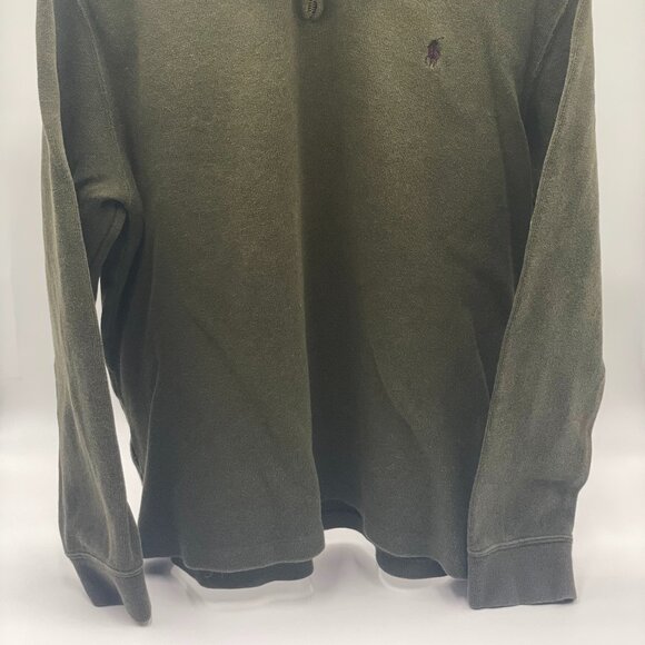 Polo Ralph Lauren 1/4 Zip Pullover Green Sweater w/ Maroon Logo, Men's Large - Picture 2 of 5